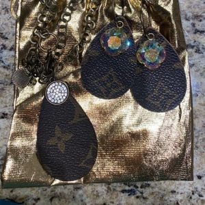 Recycled LV necklace and earrings!